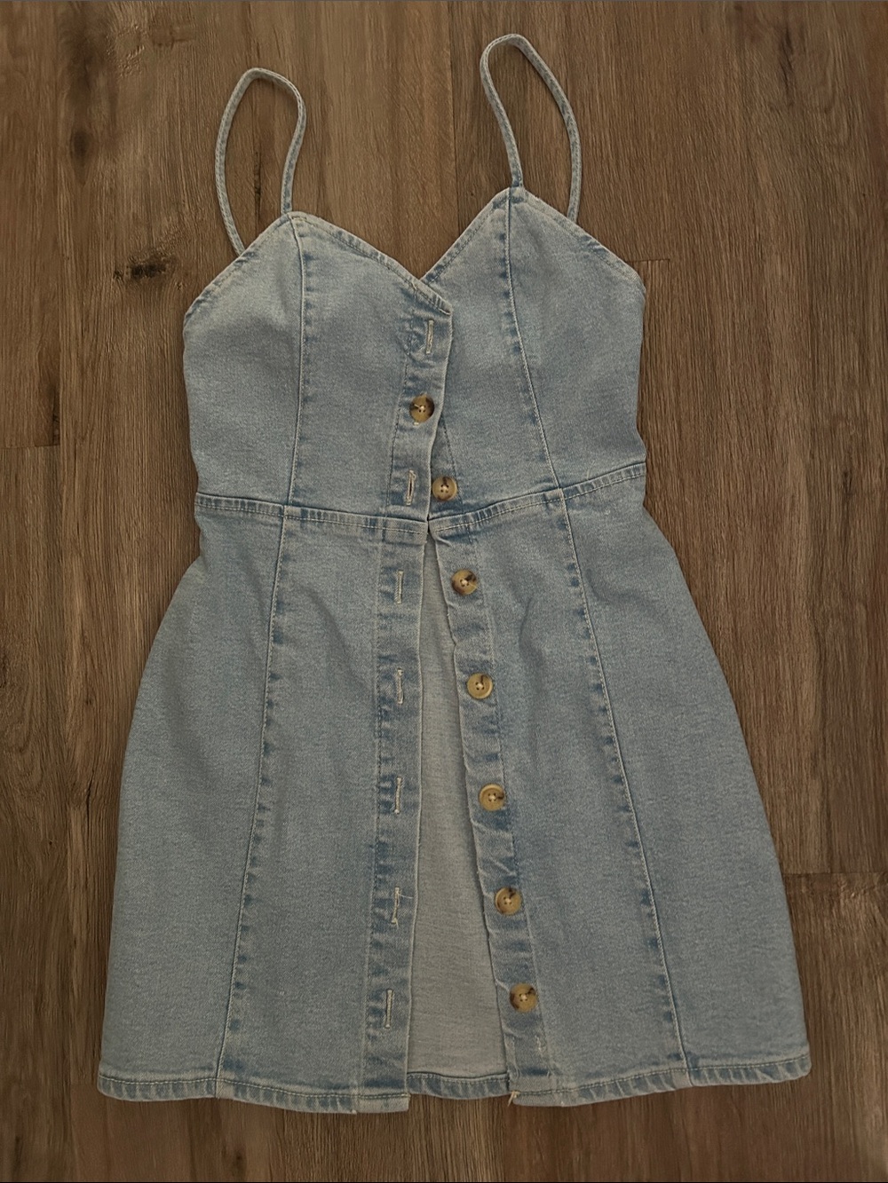Zara Light Blue Denim Button-Front Mini Dress